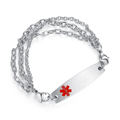 Tri-Strand Stainless Steel Interchangeable Medical Alert Bracelets