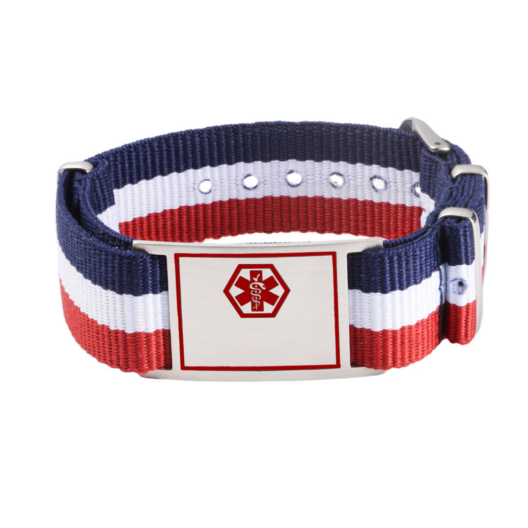 Adjustable Canvas Sports Medical Alert id Bracelet for Boy and gilr