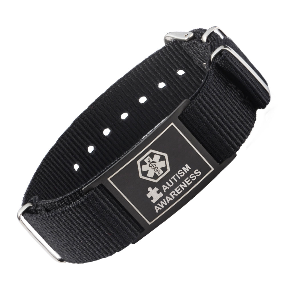 Linnalove 6-8.5" Adjustable Sport Waterproof Canvas Band Medical Alert ID Bracelets