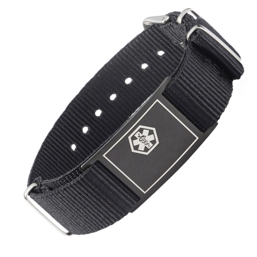 Linnalove 6-8.5" Adjustable Sport Waterproof Canvas Band Medical Alert ID Bracelets