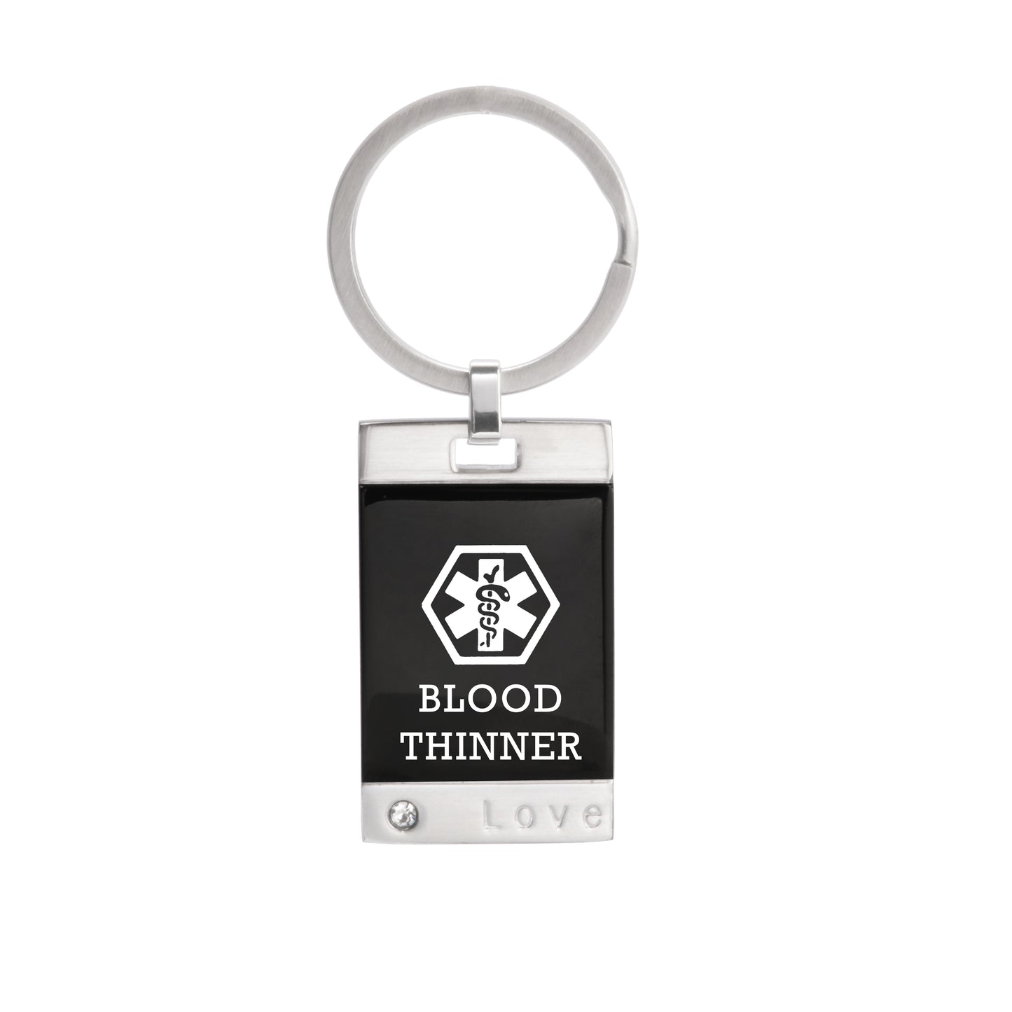 Stainless steel Medical alert id Key chain for BLOOD THINNER(920)