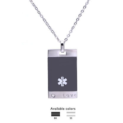 Free Engraving Stainless Steel LOVE ID Pendant Medical Alert Necklaces