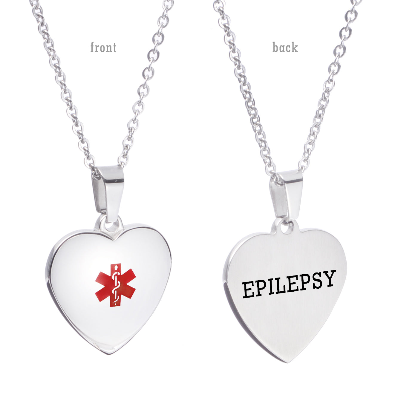 Heart Charm Medical alert id Necklaces for Women & Girl