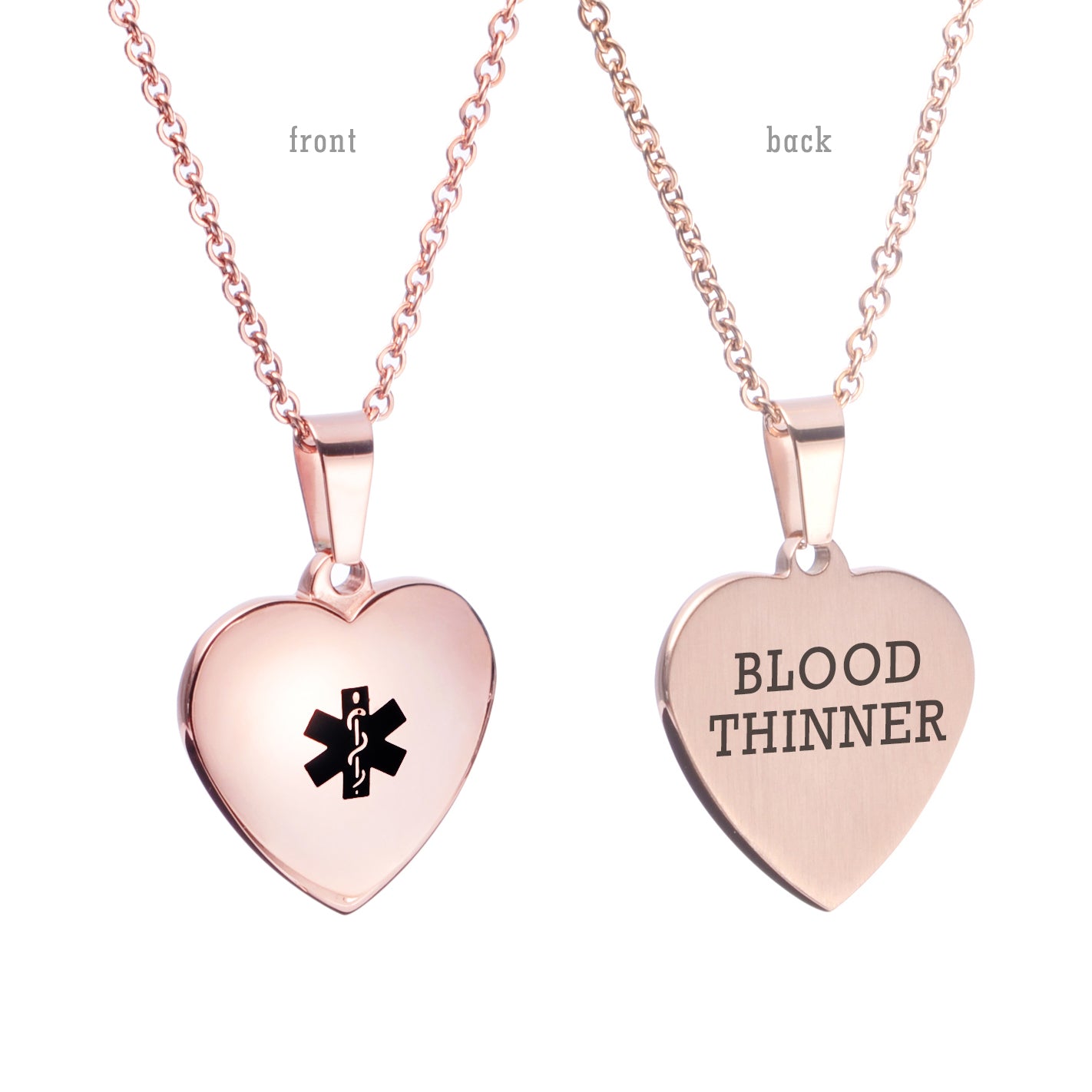 Heart Charm Medical alert id Necklaces for Women & Girl