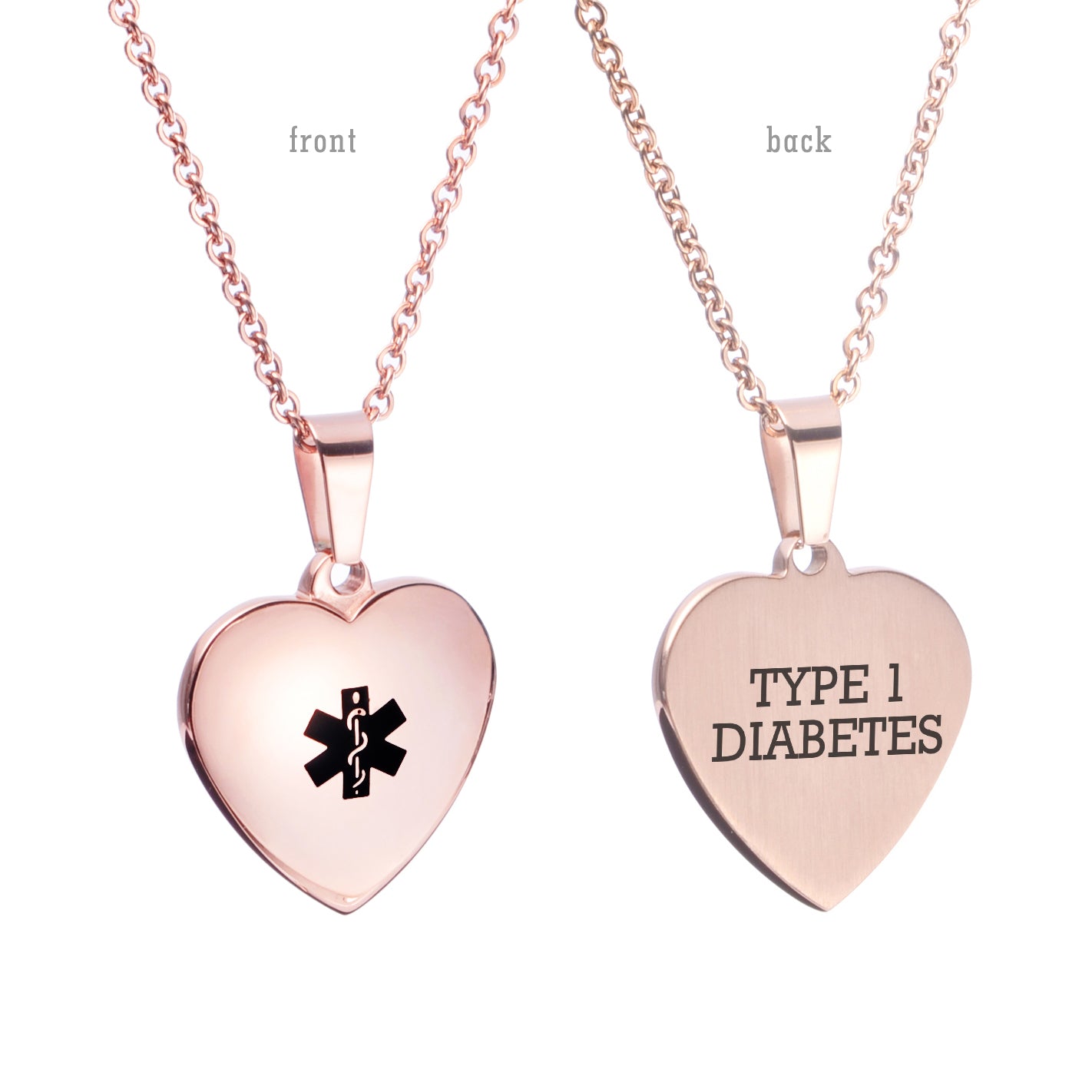 Heart Charm Medical alert id Necklaces for Women & Girl